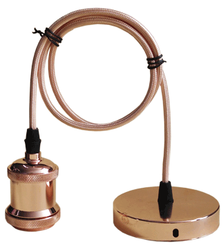 Патрон Е27-ПШ-deco подвесной шнур 1м Медь с гарантией 2 года