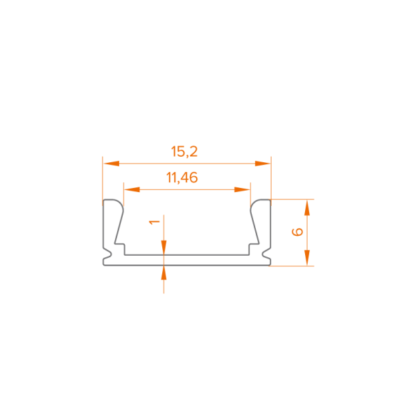 Профиль алюминиевый WOLTA Decor WAP-15/6/2000-A (L×W×H) 2000x15,2x6 мм анодированный с гарантией 2 года